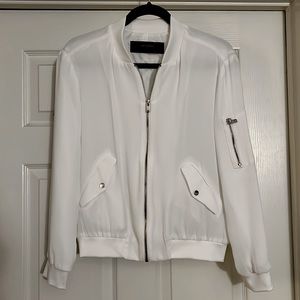 Dressy white bomber style jacket/cardigan zippered (thin)